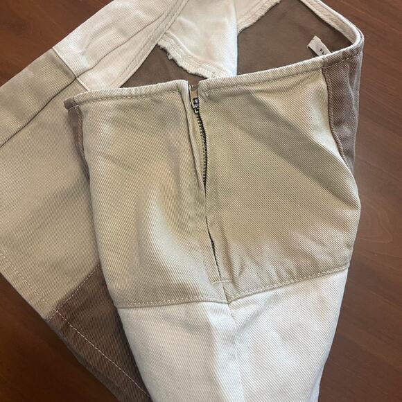 PacSun Patchwork Denim Mini Skirt โ Brown/Khaki, Size 24 - Picture 4 of 8